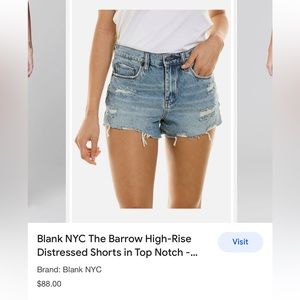 Blank NYC The Barrow High-Rise Distressed Shorts Size 29